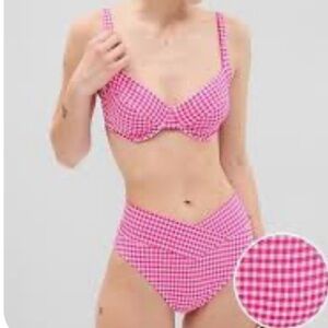 GAP textured gingham bikini size medium viva magenta pink gingham top & bottom